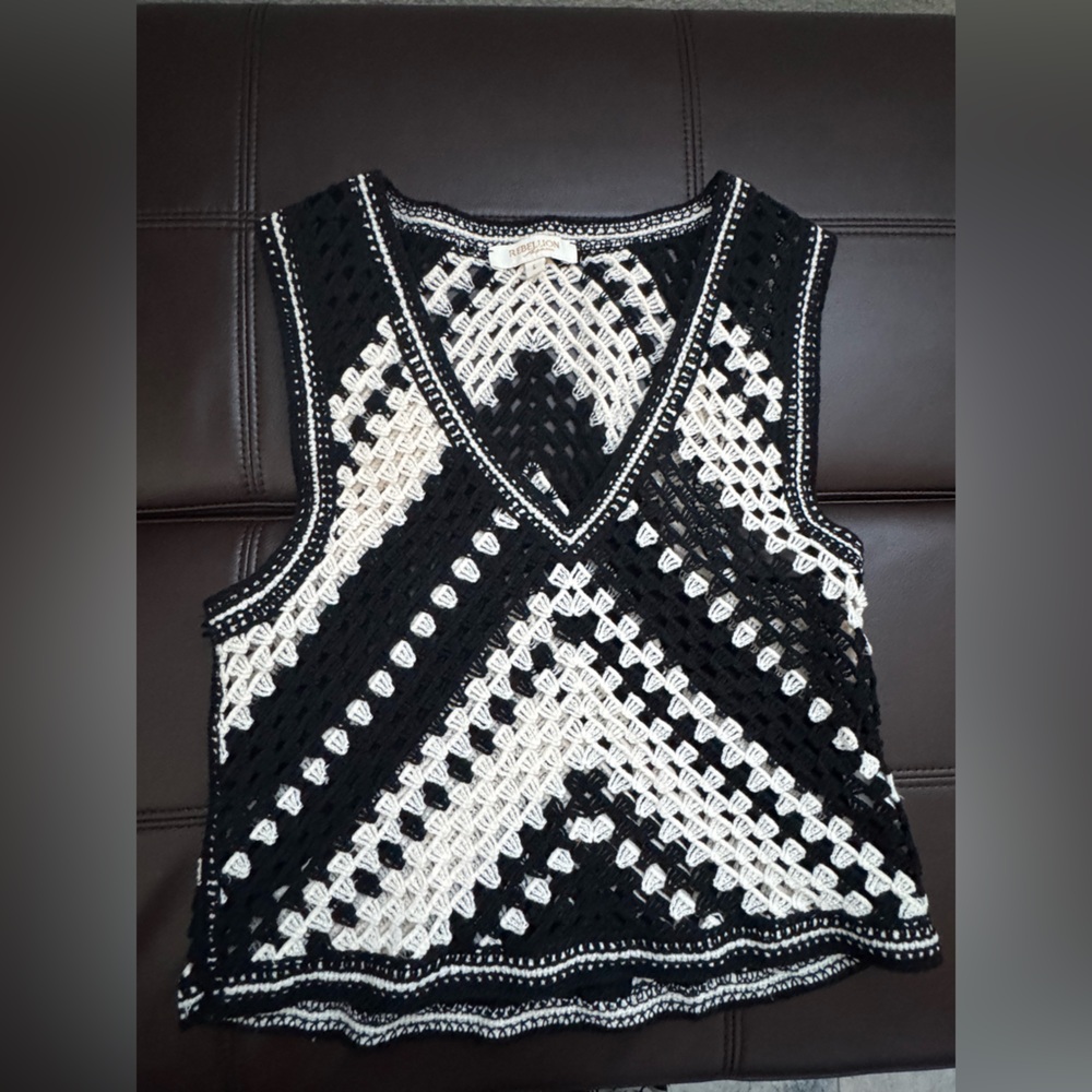 Rebellion Black and Cream Crochet Top